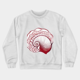 Elegant Red Nautilus Shell Illustration No. 751 Crewneck Sweatshirt